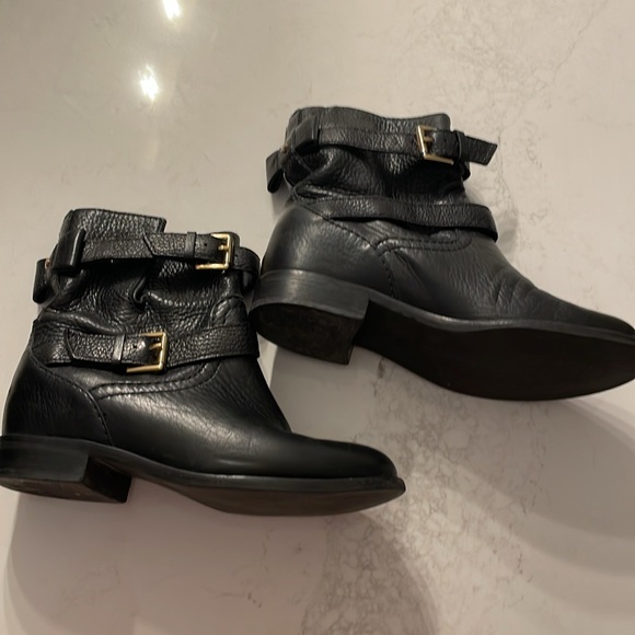 Pre-loved Kate Spade Black Leather Moto Sabina Boots with bow size 5M - Picture 4 of 8